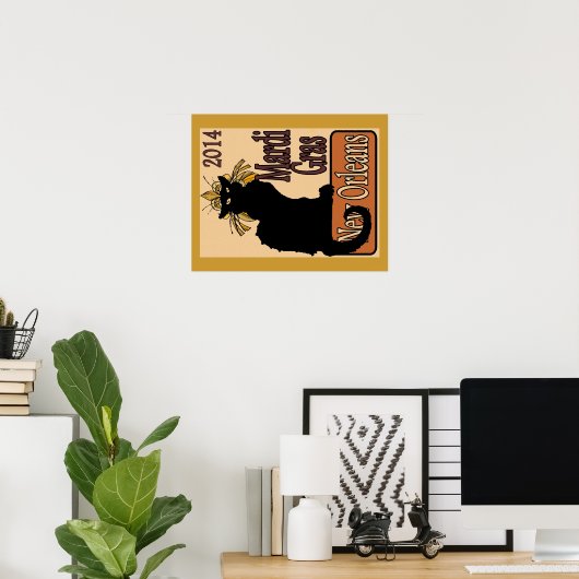 Mardi Gras Chat Noir Poster (Thuiskantoor)
