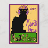 Mardi Gras Chat Noir, voeg tekst Briefkaart toe (Voorkant)