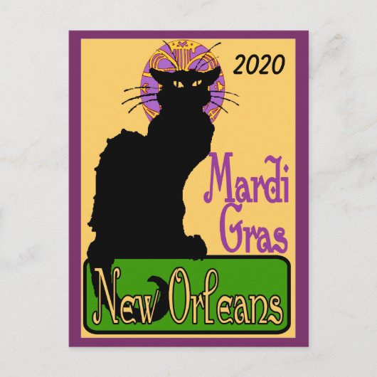 Mardi Gras Chat Noir, voeg tekst toe Briefkaart (Voorkant)