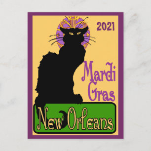 Mardi Gras Chat Noir, voeg tekst toe Briefkaart
