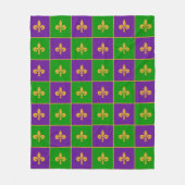 Mardi Gras Checkered Fleur De Lis Fleece Blanket (Voorkant)