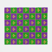 Mardi Gras Checkered Fleur De Lis Fleece Blanket (Voorkant (Horizontaal))