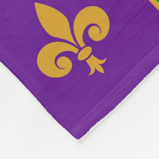 Mardi Gras Checkered Fleur De Lis Fleece Blanket (Hoek)