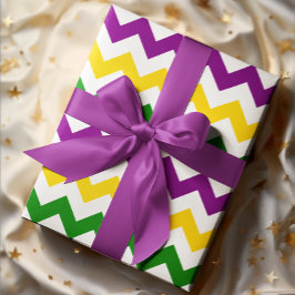 Mardi Gras Chevron Patroon Cadeaupapier