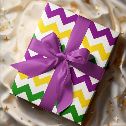Mardi Gras Chevron Patroon Cadeaupapier