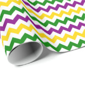 Mardi Gras Chevron Patroon Cadeaupapier (Rol Hoek)