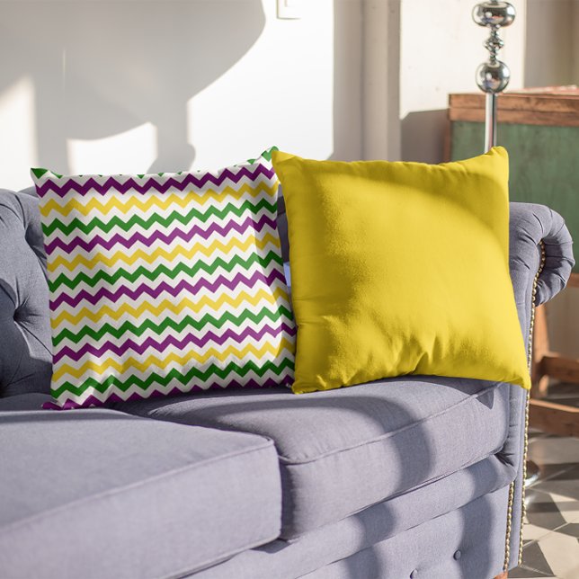 Mardi Gras Chevron Pattern Gold Kussen (Mardi Gras Chevron Pattern Gold Throw Pillow)