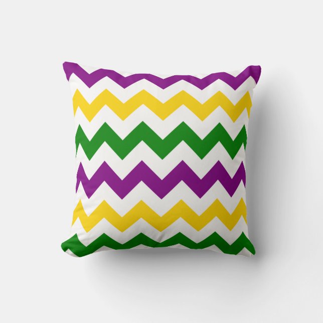 Mardi Gras Chevron Pattern Kussen (Voorkant)