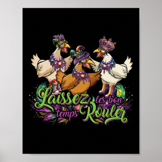 Mardi Gras Chicken Run Chicken Chase Vet Dinsdag C Poster (Voorkant)