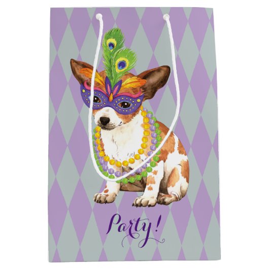 Mardi Gras Chihuahua Medium Cadeauzakje (Voorkant)
