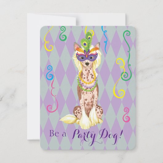Mardi Gras Chinese Crested Kaart (Voorkant)
