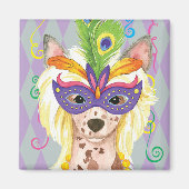 Mardi Gras Chinese Crested Magneet (Voorkant)