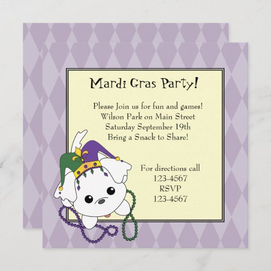 Mardi Gras Clancey Kaart (Voorkant / Achterkant)