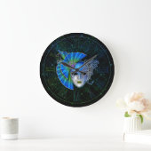 Mardi Gras Clock, Blue Green Mardi Gras Mask Grote Klok (Huis)