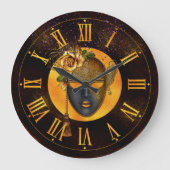 Mardi Gras Clock, Blue Mask Golden Roos Grote Klok (Voorkant)