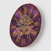 Mardi Gras Clock, Golden Jeweled Mask Grote Klok (Hoek)