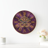 Mardi Gras Clock, Golden Jeweled Mask Grote Klok (Huis)