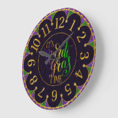 Mardi Gras Clock, kleurrijk Het is Mardi Gras Time Grote Klok (Hoek)