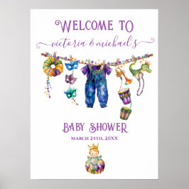 Mardi Gras Clothesline Baby shower Welkomstbord Poster