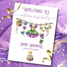 Mardi Gras Clothesline Baby shower Welkomstbord