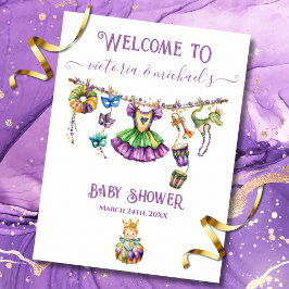 Mardi Gras Clothesline Baby shower Welkomstbord Poster