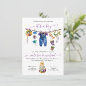 Mardi Gras Clothesline Boy Baby shower Kaart (Staand voorkant)