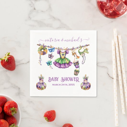 Mardi Gras Clothesline meisje Baby shower Servet (Insitu)