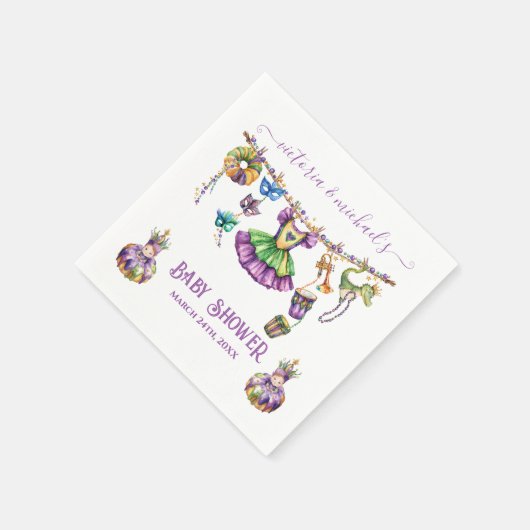 Mardi Gras Clothesline meisje Baby shower Servet (Hoek)