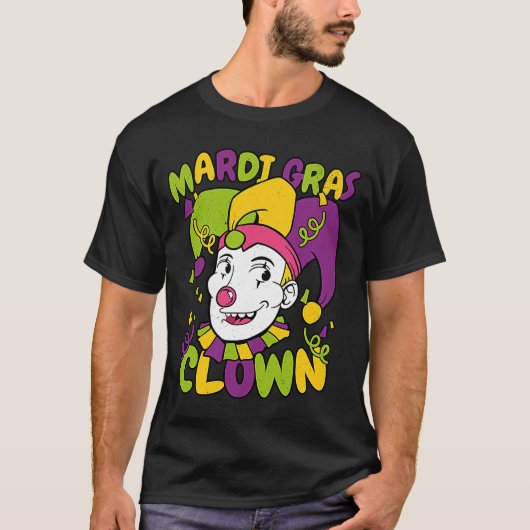 Mardi Gras Clown Cool Mardi Fun Retro  Clow T-shirt (Voorkant)