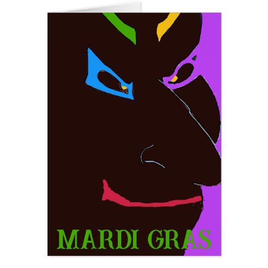 Mardi Gras Clown Face, voeg tekst toe, (Voorkant)