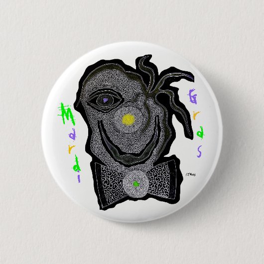 MaRdI gRaS cLoWn Ronde Button 5,7 Cm (Voorkant)