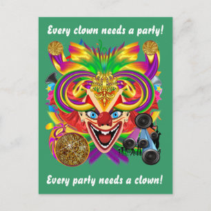 Mardi Gras Clown Uitzicht Opmerkingen graag Uitnodiging Briefkaart