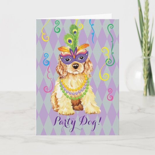 Mardi Gras Cocker Spaniel Kaart (Voorkant)