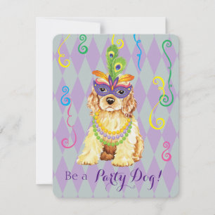 Mardi Gras Cocker Spaniel Kaart