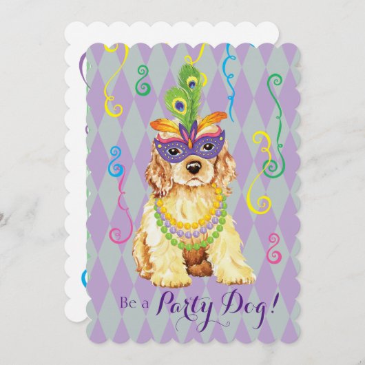 Mardi Gras Cocker Spaniel Kaart (Voorkant / Achterkant)
