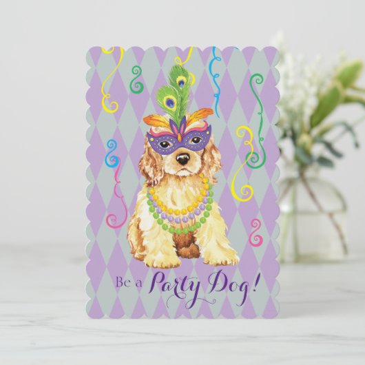 Mardi Gras Cocker Spaniel Kaart (Staand voorkant)