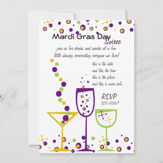 Mardi Gras Cocktails Kaart (Voorkant)