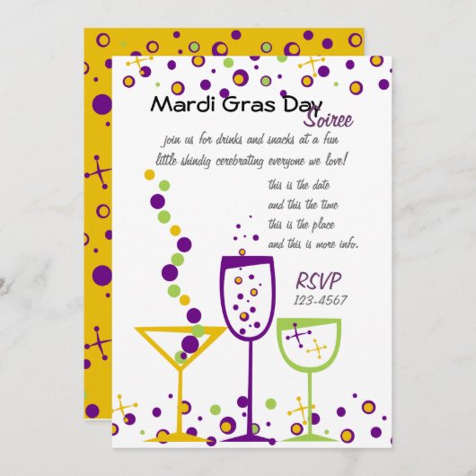 Mardi Gras Cocktails Kaart (Voorkant / Achterkant)