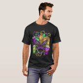 Mardi Gras Coffee Cups and Mask Fat Dinsdag Carniv T-shirt (Voorkant volledig)