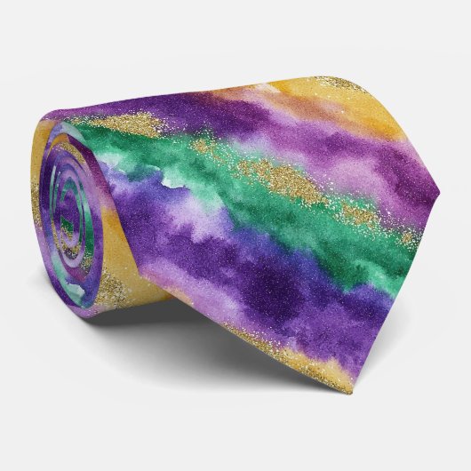 Mardi Gras Color Pattern  Stropdas (Opgerold)