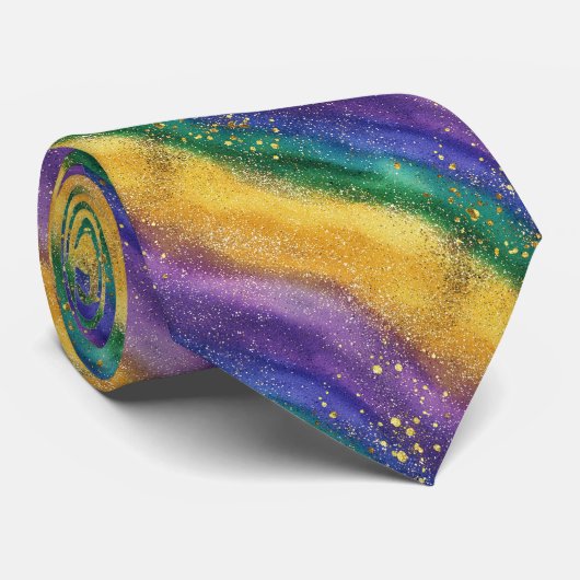 Mardi Gras Color Pattern  Stropdas (Opgerold)