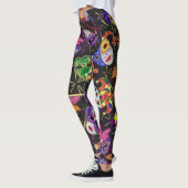 Mardi Gras Colorful Feather Mask op Black Leggings (Links)