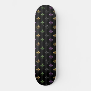 Mardi Gras Colorful Fleur De Lis Dark Verticaal Persoonlijk Skateboard