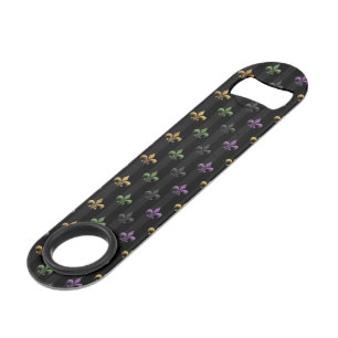 Mardi Gras Colorful Fleur De Lis Dark Verticaal Speed Flessenopener