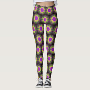 Mardi Gras Colors Abstract Mandala patroon Leggings
