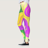 Mardi Gras Colors Abstract Swirly Pattern Leggings (Links)