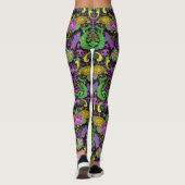 Mardi Gras Colors Damask Dragon, Butterfly, Snake Leggings (Achterkant)