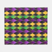 Mardi Gras Colors Diamond Harlequin Argyle - Zwart Fleece Deken (Voorkant (Horizontaal))