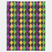 Mardi Gras Colors Diamond Harlequin Argyle - Zwart Fleece Deken (Voorkant)