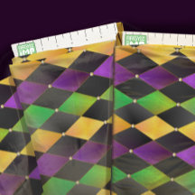 Mardi Gras Colors Diamond Harlequin Argyle - Zwart